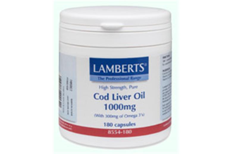 LAMBERTS Cod Liver Oil 1000mg (Ω3 + Vit. A, D, E) 180caps