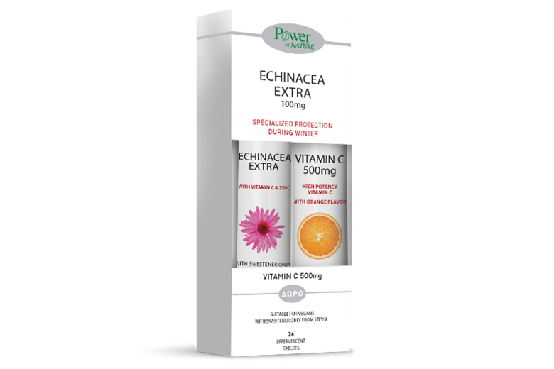 POWER HEALTH Echinacea Stevia 100mg 24eff. tabs + ΔΩΡΟ Vitamin C 20eff. tabs