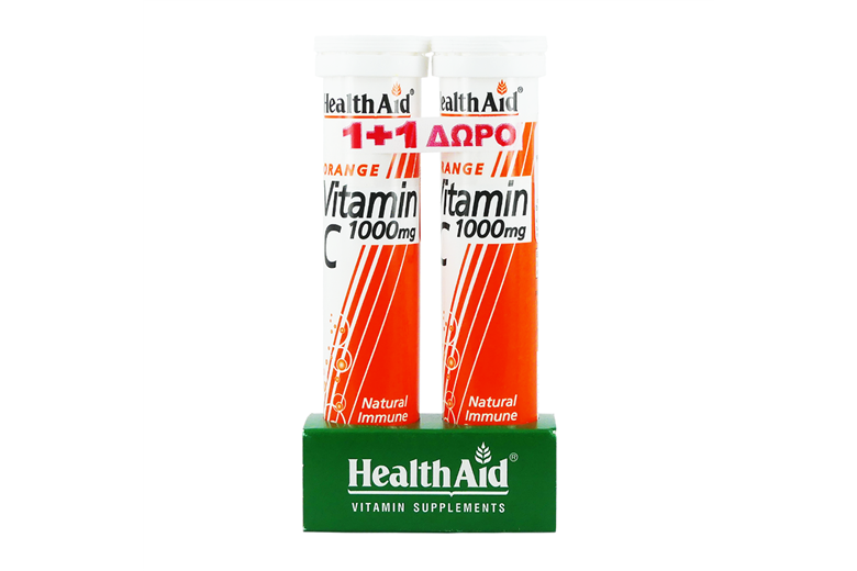 HEALTH AID VITAMIN C 1000mg Orange 1+1 FREE