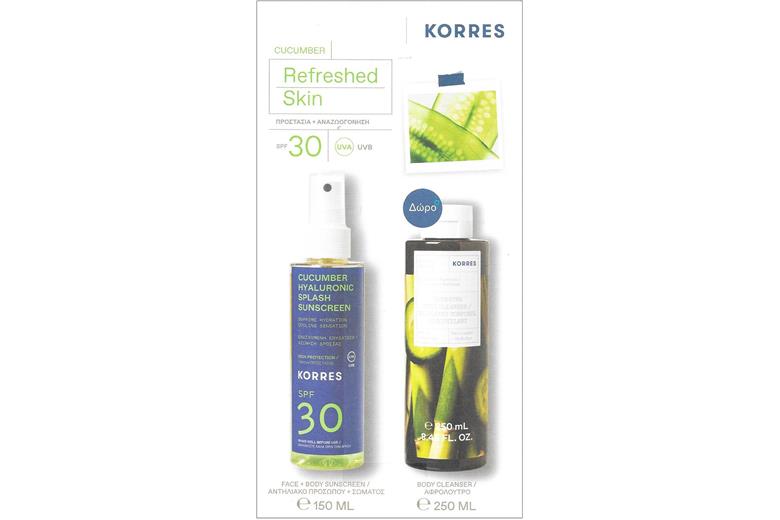 KORRES Sunscreen Splash SPF30 Gurke & Hyaluronic 150ml & Showergel Cucumber 250ml