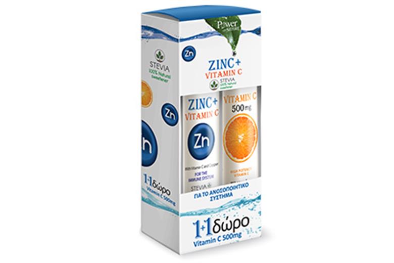 POWER HEALTH Zinc + Vitamin C & ΔΩΡΟ Vit C 500mg 20eff. tabs