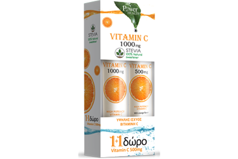 POWER HEALTH Vitamin C 1000mg Stevia 20eff. tabs 1+1 ΔΩΡΟ