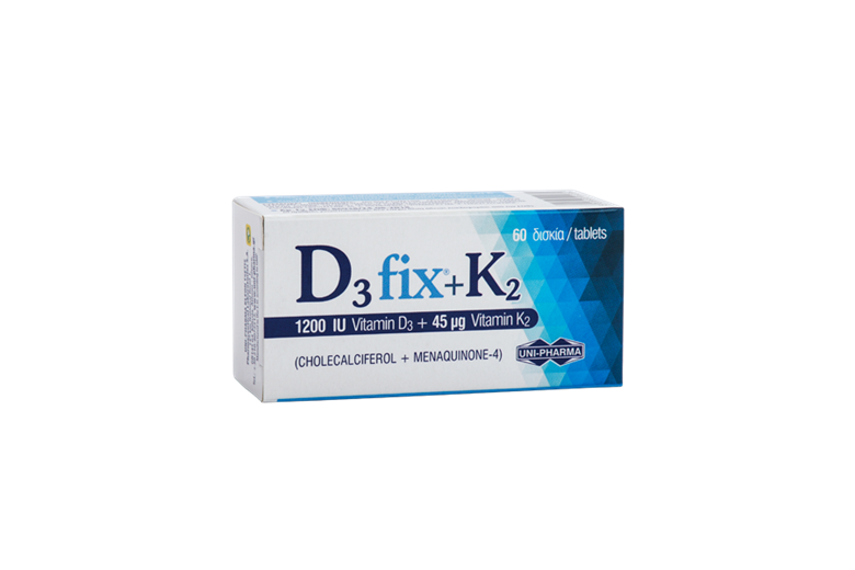 UNIPHARMA Vitamin D3fix 1200IU +K2 45μg 60tablets