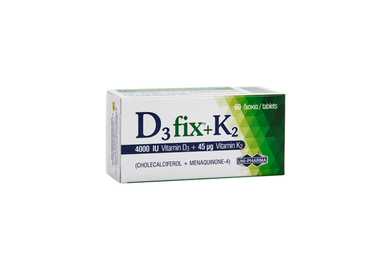 UNIPHARMA Vitamin D3fix 4000IU +K2 45μg 60tablets